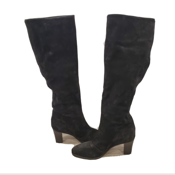 NEW Vince Casper Black Suede Knee High Boots - Picture 3 of 9